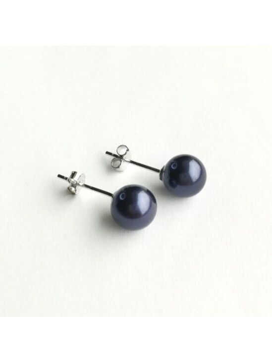 Unbranded Jewelry - Nwt Navy Blue Shell Pearl ball stud earrings Sterling Silver 9mm